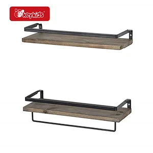 Office Decor Brown Wall Mounted Storage Shelves for Kitchen Bathroom W09D139