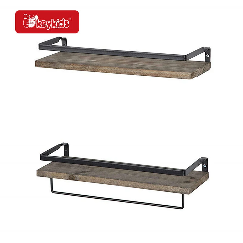Office Decor Brown Wall Mounted Storage Shelves for Kitchen Bathroom W09D139