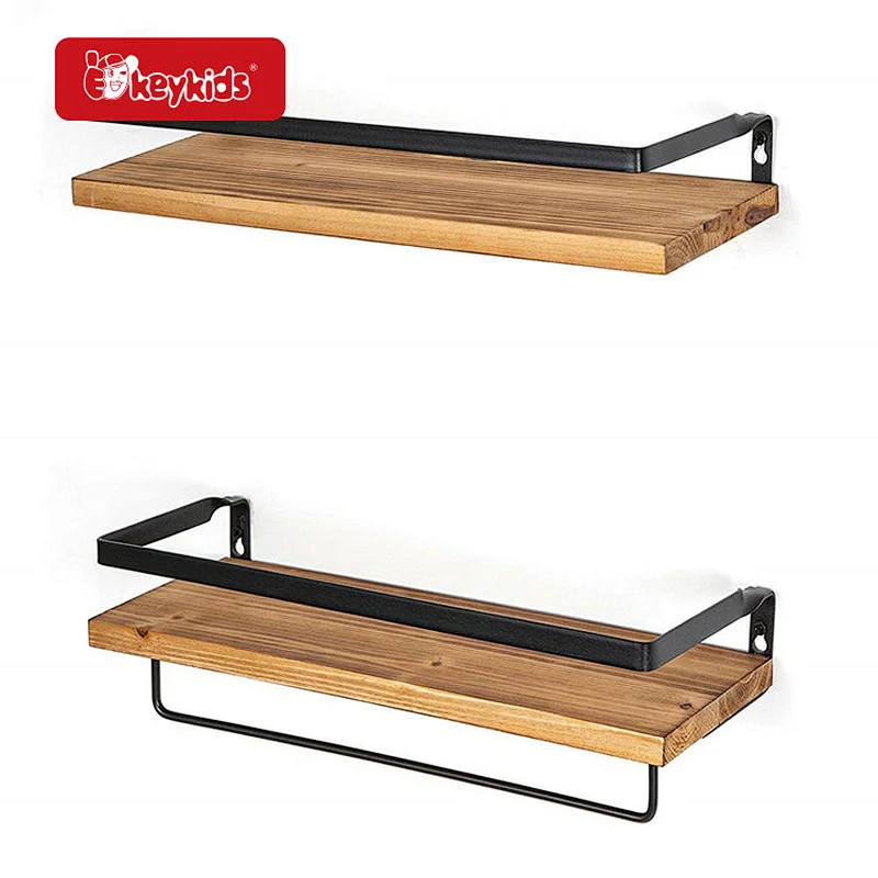 Office Decor Brown Wall Mounted Storage Shelves for Kitchen Bathroom W09D139
